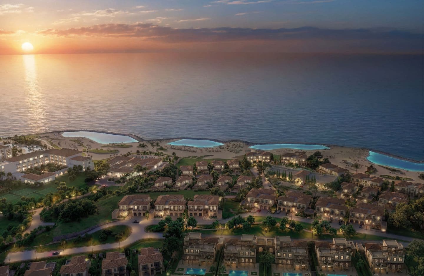 Montage Residences at sunset