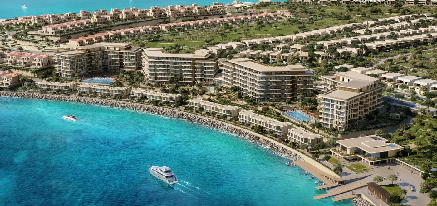 Waterfront Residences and the marina from the air
