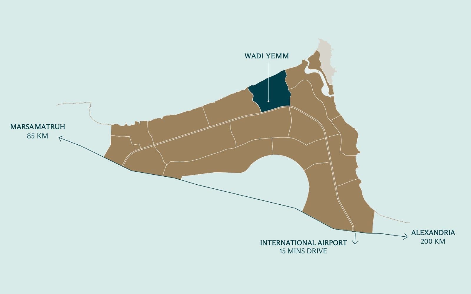 Map of the Ras El Hekma precincts with Wadi Yemm highlighted