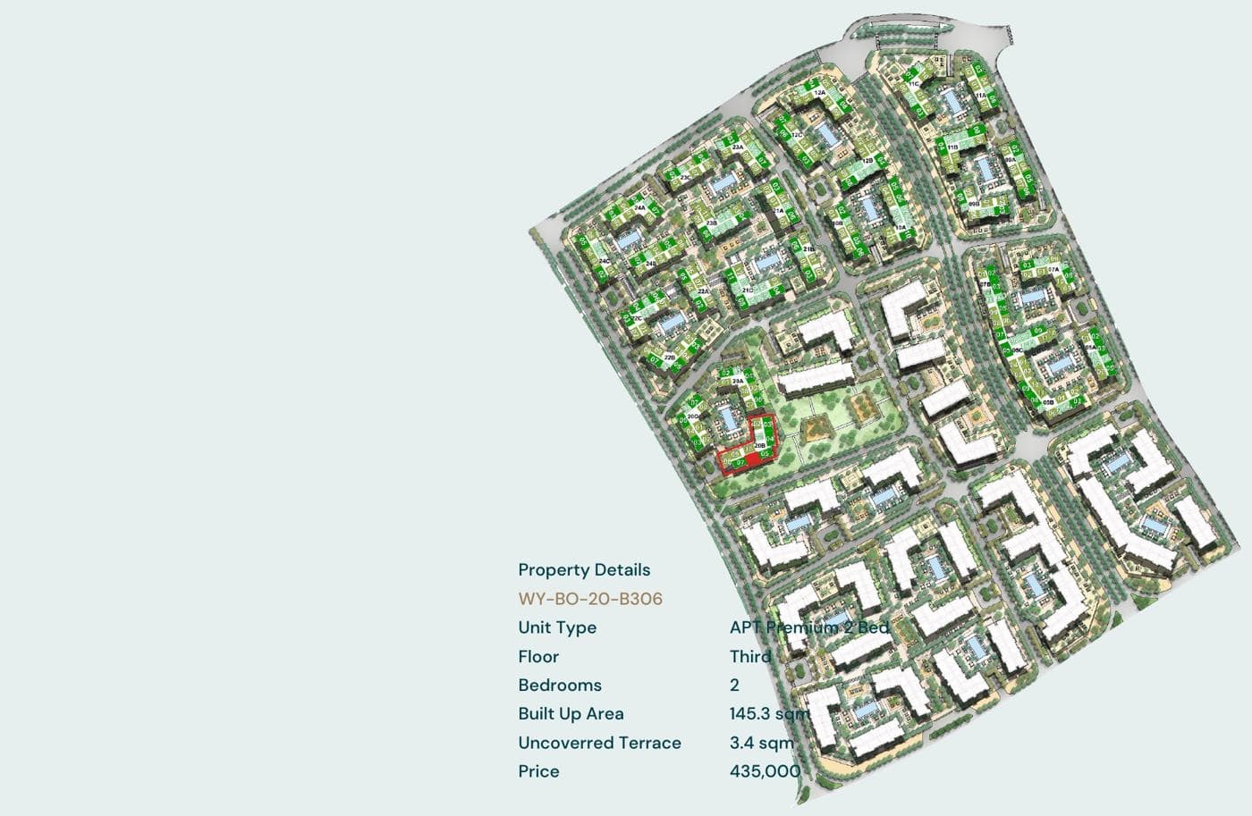 Location of unit WY-BO-20-B306 on the Yemm Boulevard plan