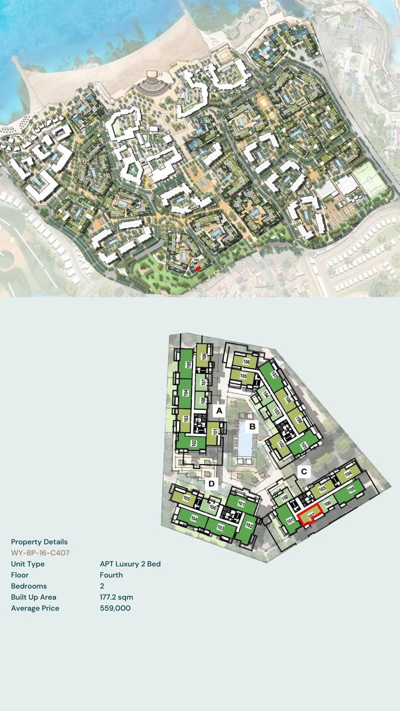 Location of unit WY-BP-16-C407 on the Yemm Beach Plaza plan