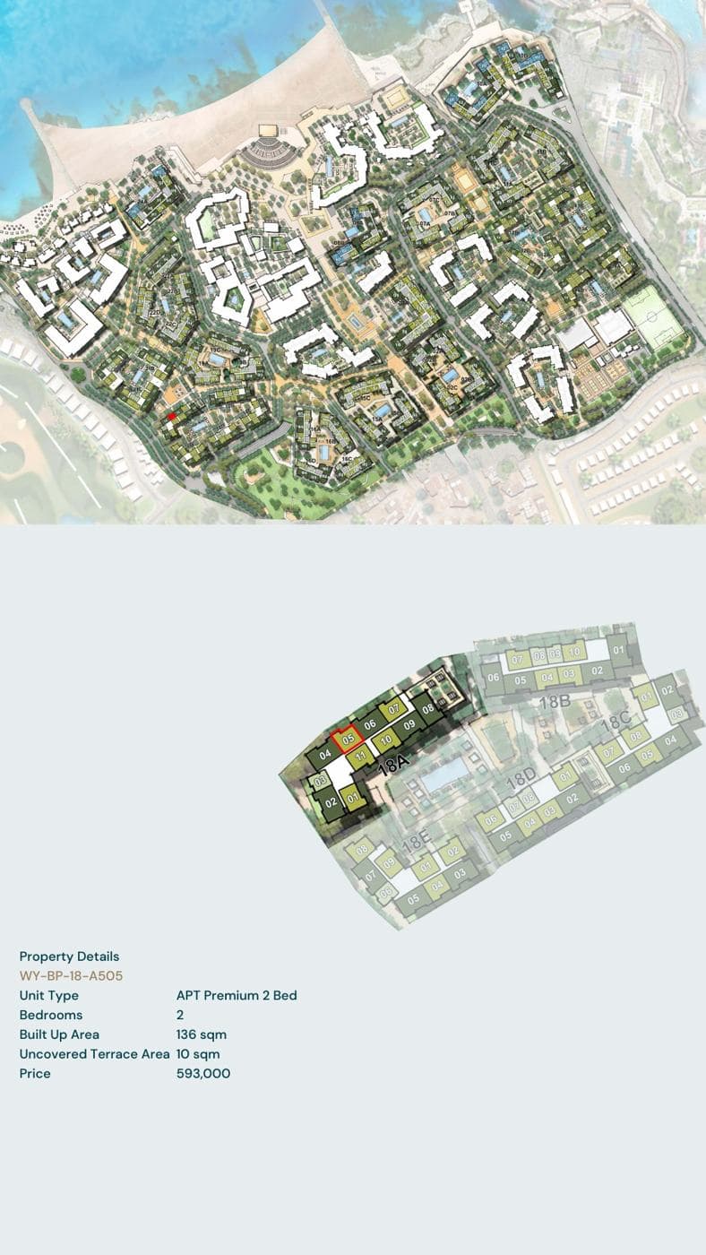 Location of unit WY-BP-18-A505 on the Yemm Beach Plaza plan