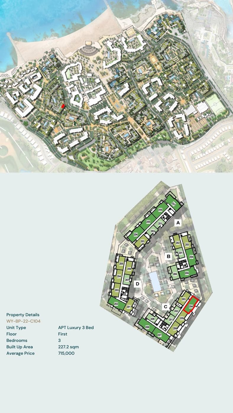 Location of unit WY-BP-22-C104 on the Yemm Beach Plaza plan