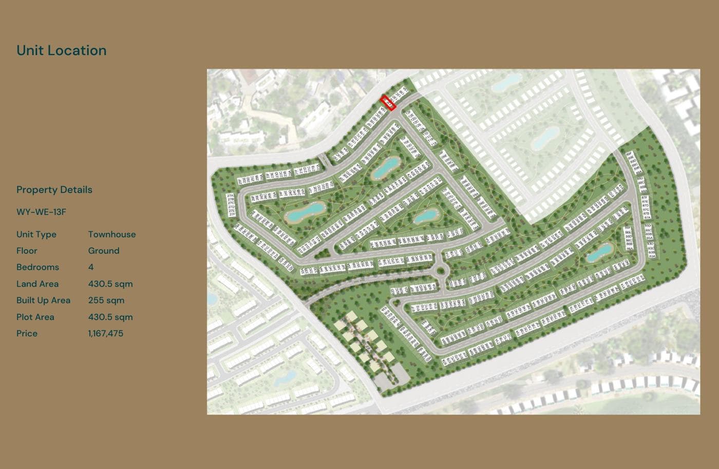 Location of unit WY-WE-13F on the Wadi East plan