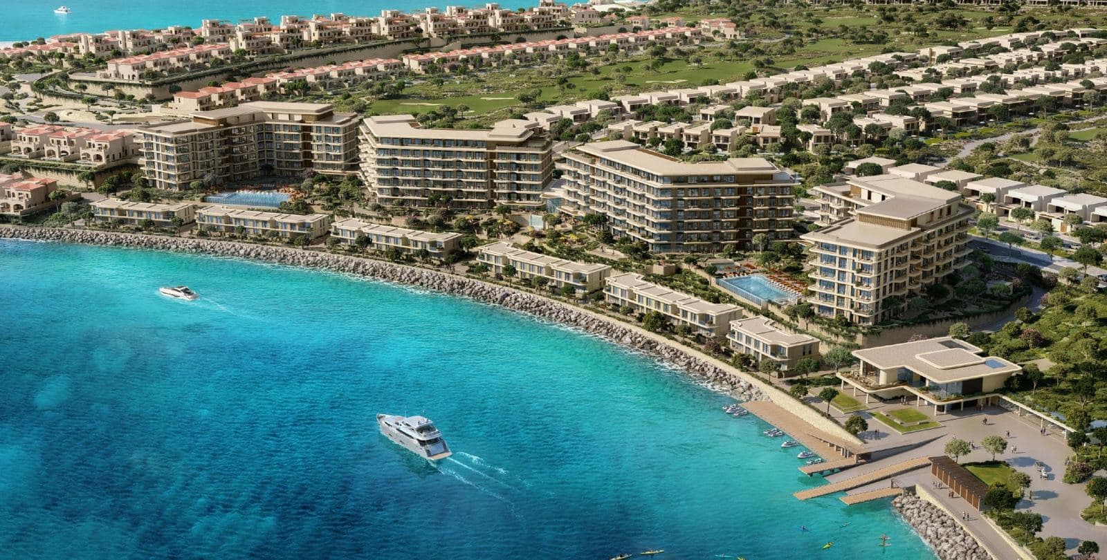 Aerial view of Waterfront Residences around the marina