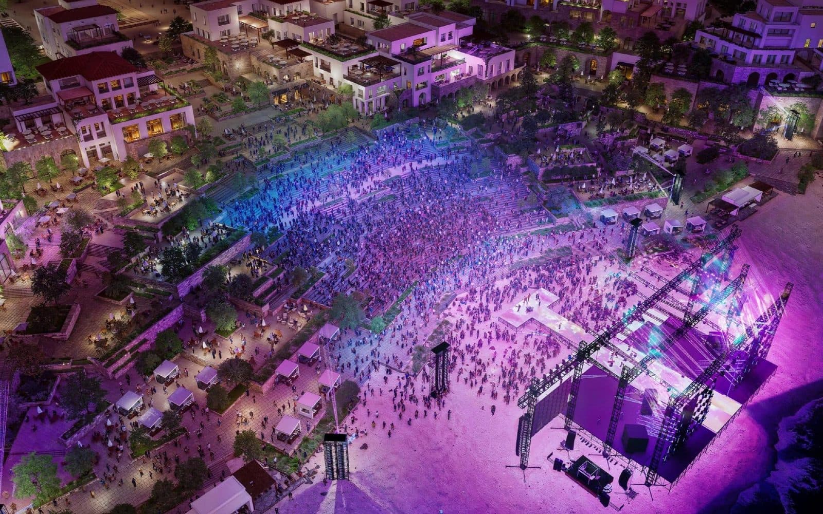 Render of a night concert at the Wadi Yemm amphitheatre